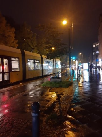 dunkel, Regen, Straenbahn
